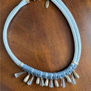 Plunder Rope & White Glitter Cord Necklace with Crystal Accents
